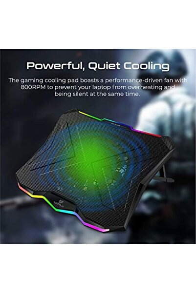 VERTUX حامل تبريد للكمبيوتر المحمول، قابل للطي، مقاس 17 بوصة، مزود بمروحة USB لتبريد الكمبيوتر المحمول مع خاصية تبديد الحرارة