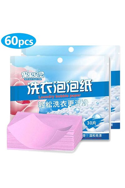 Choice 2 Set-60 Pcs Pink 60 Pieces of Laundry Detergent Cleaning Pad Strong Stain Remover Long-lasting Frag