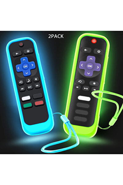 Choice جراب أخضر أزرق لجهاز التحكم عن بعد العالمي Roku، جراب سيليكون متوهج في الظلام
