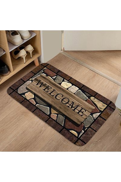 Choice 50cmx80cm 1A5015-7MM 1pc Floral & Letter Graphic Door Mat Doormat Carpets Rug Carpet Bath Kitchen Ga