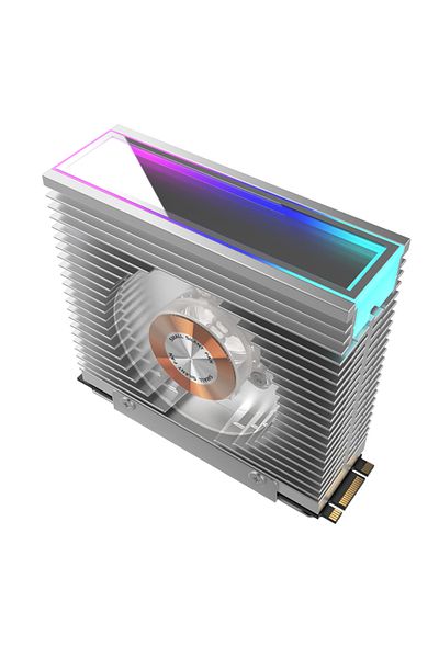 Choice Silvery ICE Whale S50 M.2 SSD Heat Sink Dual Fan Thousand Layer Mirror ARGB Aura Sync M.2 2280 NVME