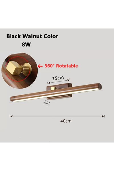 Choice Warm White (2700-3500K) Black Wood Nature Wood Mirror Wall Sconce Lamp Solid Black Wood Bathroom Mir