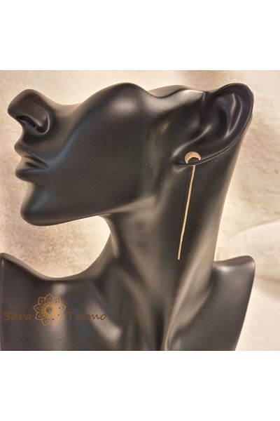 saratremo Gold-plated earrings – thread-through design, crescent moon decoration