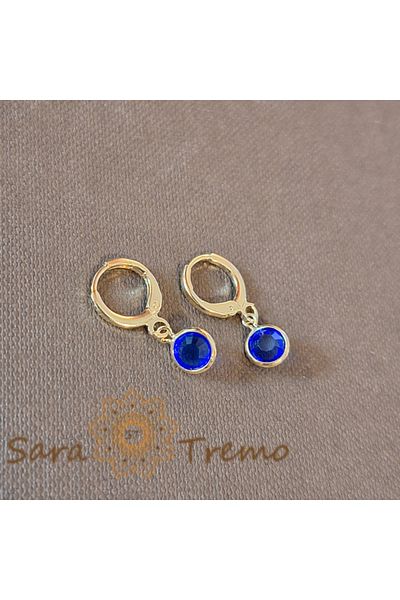 saratremo Elegant Earrings with Indigo Zirconia Crystal, 2 cm