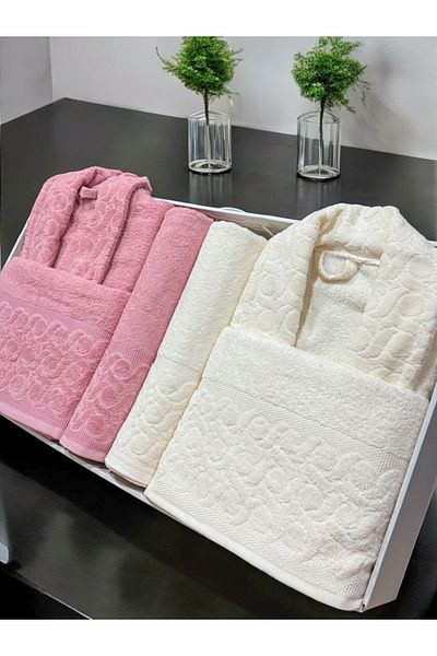 AYHANHOME Velvet Jacquard 6 Piece Bathrobe Set