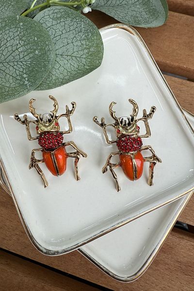 My Joyas Design Zr Model Orange Enamel Insect Earrings