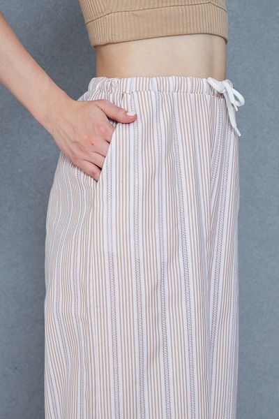 NEW LAVİVA Women's Brode Detailed Striped Poplin Trousers 700-3757