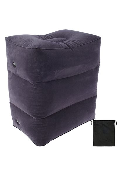 Choice 1PC Dark blue Inflatable Footrest Pillow PVC Flight Sleeping Footrest Rest Pillow 3 Layer Height Adj