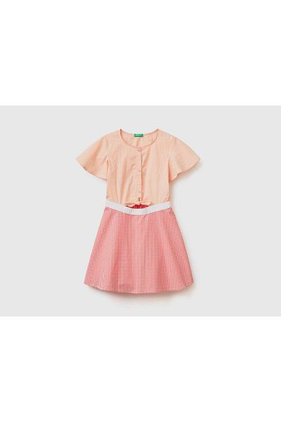 United Colors of Benetton 100% Cotton Gingham Dress for Girls
