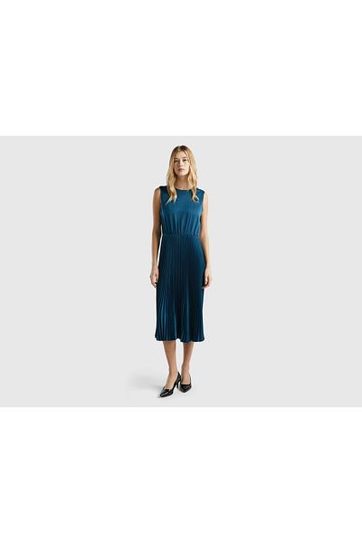 United Colors of Benetton Women's Midi Dress with Pleated Skirt