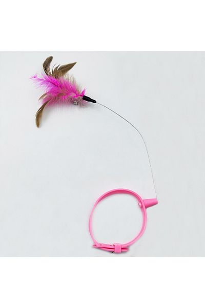 Choice pink New product collar for cat teaser self-entertainment cat toy neck collar feather bell cat toy p