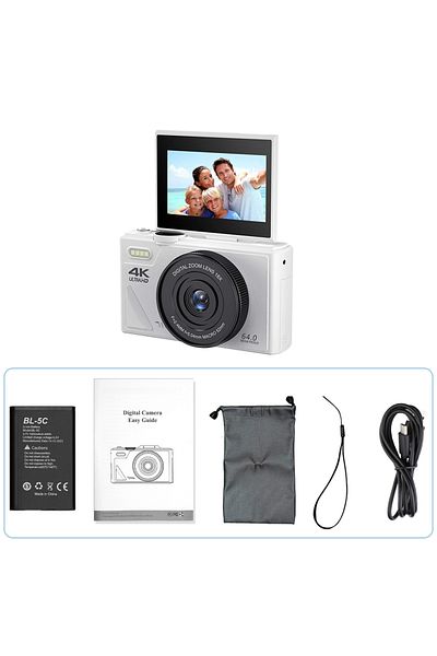 Choice NO TF Card White 64MP Digital Photography Camera 3.0" Flip Screen WIFI 18X Digital Zoom 4K Vintage V