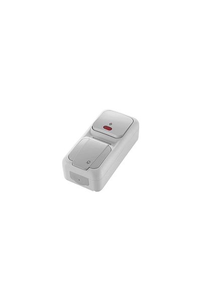 Viko by Panasonic Schuko Socket + Stair Switch LED Vertical IP54 Grey Palmiye Viko