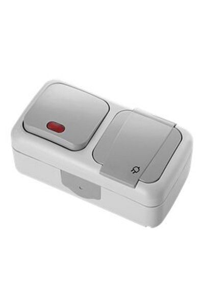 Viko by Panasonic Schuko Socket UPS + LED Switch IP54 Gray Palmiye Viko