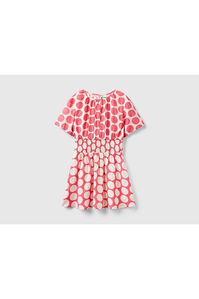 United Colors of Benetton Girls' Polka Dot Dress with a Flowy Design