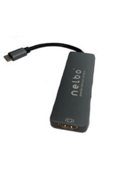 nelbo Docking station 5in1,Hub type-C Nelbo,USB Type C la HDMI, USB 3.0, microSD, SD, gri,carcasa metalica