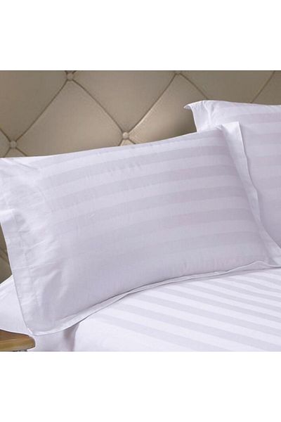 Pucioasa Set of 2 satin damask pillowcases, 3cm stripe, 50x70cm, white