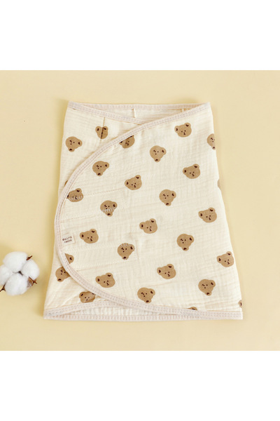 Choice بطانية قماط قطنية للأطفال من عمر 0 إلى 6 أشهر برأس دب مقاس 35×80 سم، م...