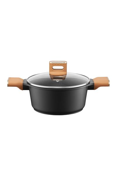 Ambition Pot with lid 20cm, 2.4L, Qualum Basic Stone Edition coating, Camel