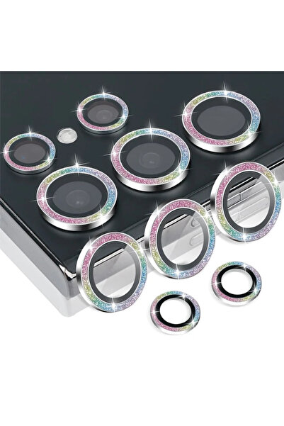 Choice S25 Ultra Glitter Colorful For Samsung Galaxy S24 Ultra HD Glitter Diamond Metal Ring Camera Glass L