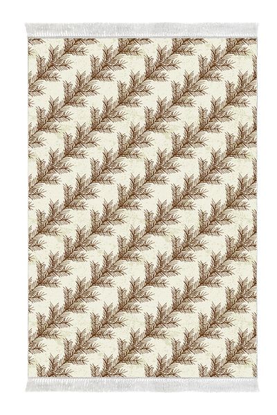 Alanur Home Αντιολισθητική βάση Djt Σετ τουαλέτας Star Cotton Fringe Vintage AL5010 Μπεζ