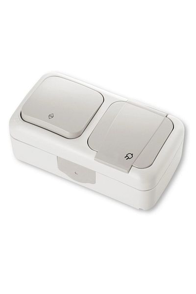 Viko by Panasonic Schuko Socket + Stair Switch IP54 Grey Palmiye Viko