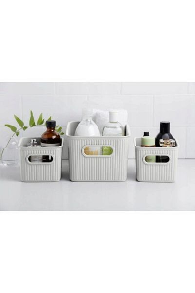 Tatay 3-Piece Impact Resistance Vertical Wavy Design Rectangular Multipurpose Storage Basket Set