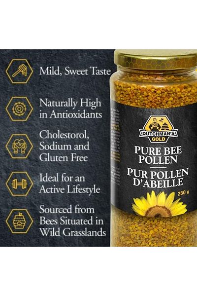 Dutchman's Gold Canadian Pure Bee Pollen 250g – Natural Superfood for Diet, Nutrition & Wellness Support