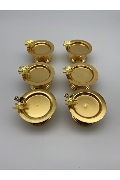 NEWTREND Züccaciye 6' Butterfly Decorative Gold Color Macaron Holder Turkish Delight Holder, Sugar Bowl, Presentation, Coffee, Treat, Coffee Presentation