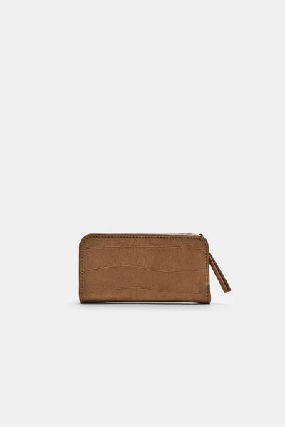Stradivarius Zipped faux suede wallet