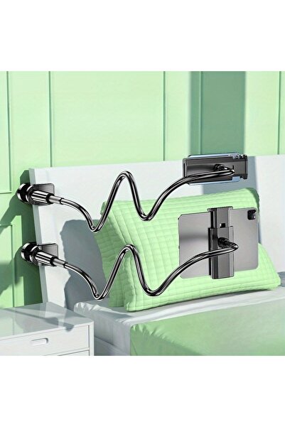 Choice4 حاملان أسودان للأجهزة اللوحية والهواتف، بذراع مرن سميك على شكل عنق ال...