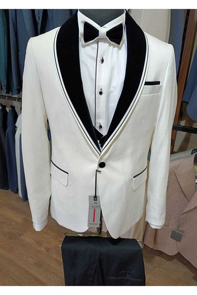 Ted Davıd White Tuxedo Groom Suit