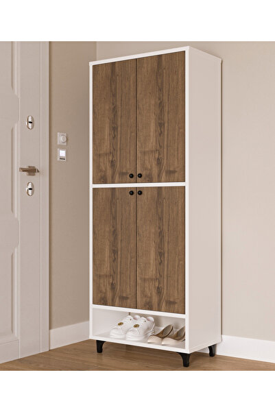 LİYANO 4 Kapaklı 9 Raflı Ayakkabılık Çok Amaçlı Mutfak Dolabı Havlu Dolabı Kiler Dolabı Erzak Dolabı