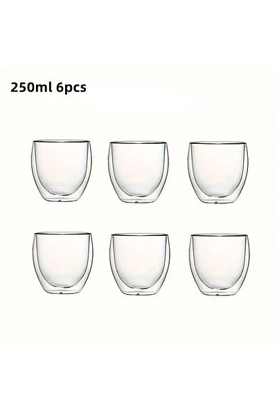 Choice 80ml-450ml 250ml 6pcs 6pcs Double-Wall Insulated Glass Espresso Cups 80/150/250/350/450ml Insulated