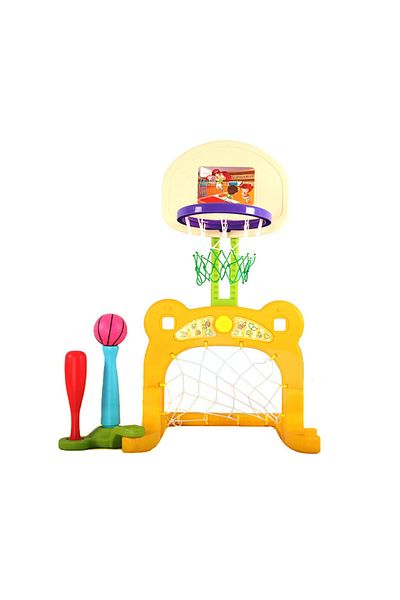 Nichiduta Garden Nichiduta Garden Sport Yellow 3-in-1 Playset with Football Goal, Height-Adjustable Basketball Hoop