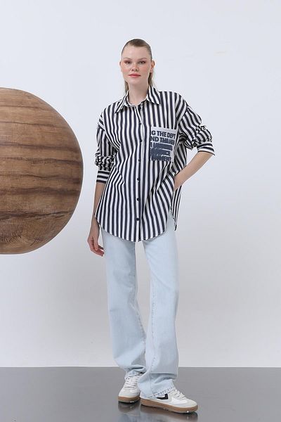 Soul Striped Pocket Printed Detail Shirt 32200