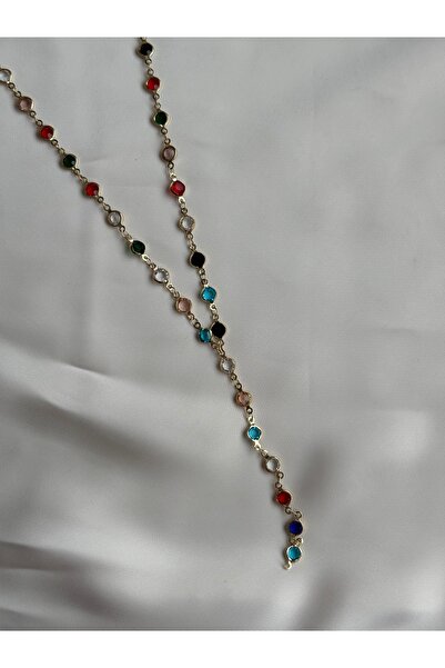 Limerence Renkli Taşlı Y Kolye, Altın Kaplama Y Kolye