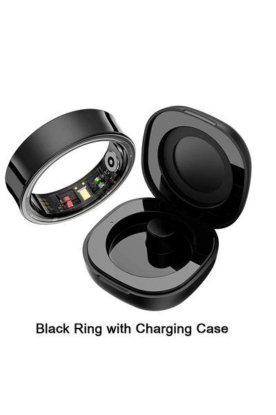 Choice 10 black New R09 Smart Ring Men Women Charging Case Skin Temperature Health Sleep Monitor 5ATM Water