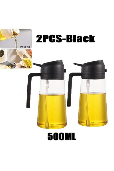 Choice 2pcs-black 500ml 2in1 500ml Plastic Spray Oil Sprayer Bottle Spray Oil Dispenser Oil Jar Cruet BBQ K