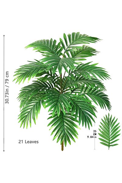 Choice SWK-21Y-79-2T19 53-123cm Artificial Palm Tree Tropical Fake Plant Green Plastic Palm Leaf Branches