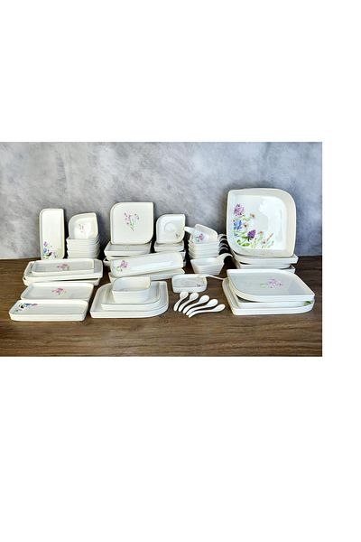 PONCİKPAZAR Lilian Spring Pattern 46 Piece Breakfast Set