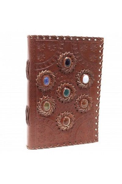 OEM LEATHER JOURNAL | HANDMADE | WITH 7 NATURAL CRYSTALS | 22.5 x 15 cm