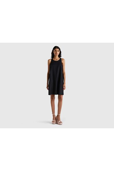 United Colors of Benetton Women's Sleeveless Short Dress in Pure Linen
