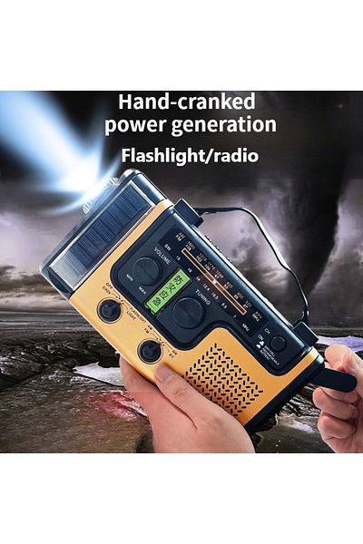 Choice Golden Wireless emergency radio, solar and hand-cranked generator with NOAA weather alerts, wireless