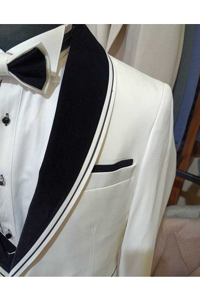 Ted Davıd White Tuxedo Groom Suit