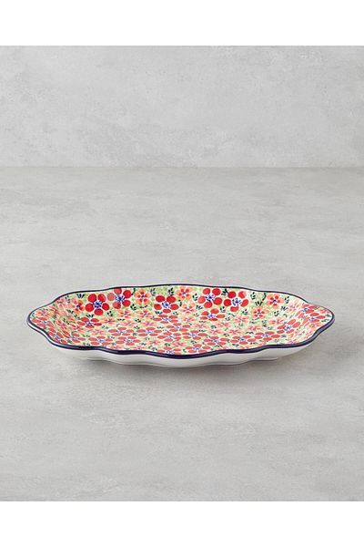 English Home Botanic Stoneware Boat Plate 35 cm Colorful
