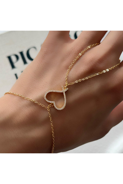 AychaAksesuar قلب من حجر الزركون الفولاذي VIP