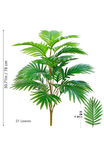 Choice SWK-21Y-78-2T19 53-123cm Artificial Palm Tree Tropical Fake Plant Green Plastic Palm Leaf Branches