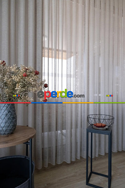 eperde Sütlü Kahve Zemin Tül Keten Efektli İplikten Ütü İstemez 1.kalite - Ku...