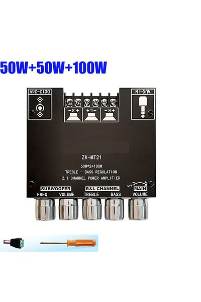 Choice ZK-MT21 ZK-MT21 2*50W+100W Bluetooth 5.0 Power Subwoofer Amplifier Board 2.1 Channel Class D Home Th